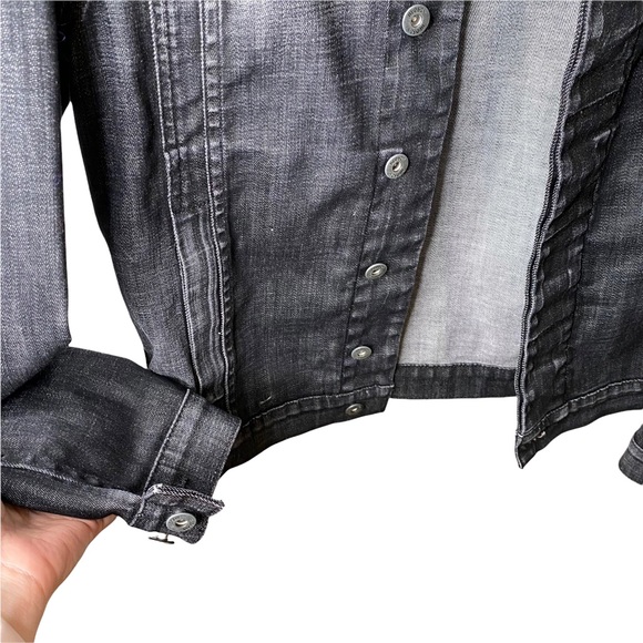 Hudson Jeans Moto Oversized Jacket Grey Black Denim Size Small - Picture 13 of 16